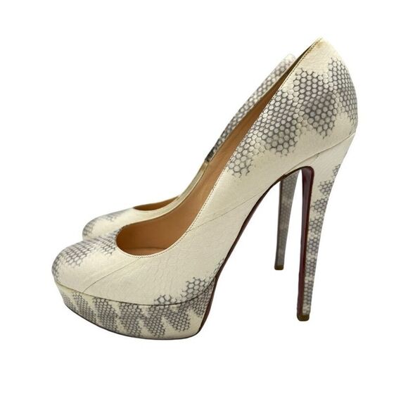 Christian Louboutin Roccia Watersnake Bianca 140 Platform Pumps Size 8.5 - Picture 1 of 13